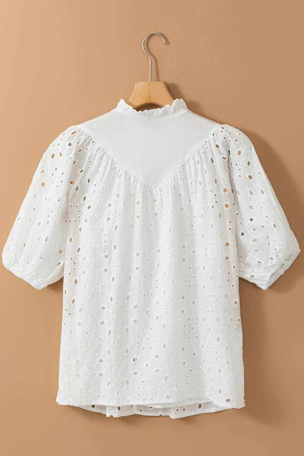 Elegant eyelet blouse - cotton, button-up - Love Salve